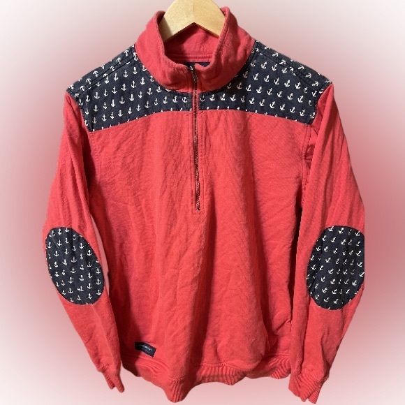 Simply Southern Tops - Simply Southern Collection Red Anchor Pattern zip sweatshirt Size XS